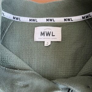MWL Madewell Textured Waffle V Neck Henley Sweatshirt Size M